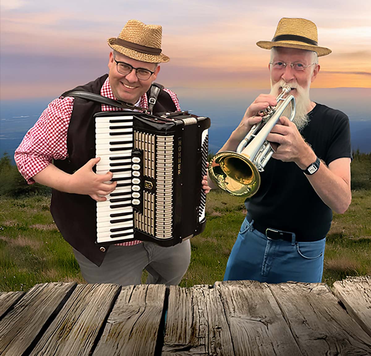 Marcus Rein am Akkordeon und Dietmar Ball an der Trompete – Duo Smaragd